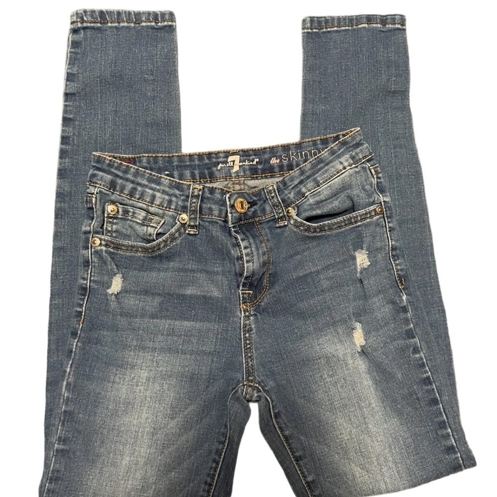 7 for all Mankind Skinny girls 12 denim Jeans 24” waist by 26” long EUC